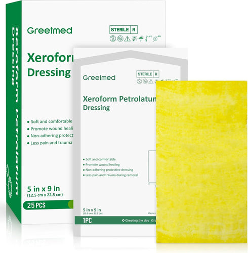 Xeroform Petrolatum Dressing 5"x9" 25 Individual Pack Gauze Pads, Non-Adherent Mesh Sterile