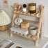Brrnoo 2-Tier Desktop Shelf Organizer, Wooden Storage Rack for Plant Flower Display, Decorative Countertop Storage for