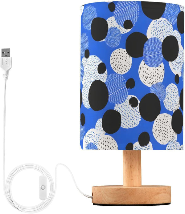 ALAZA Blue Black Polka Dot Bedside Table Lamp for Bedroom Living Room