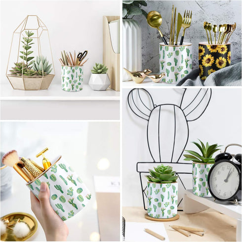WAVEYU Pen Pencil Holder, Multi-Purpose Holder for Desk Pencil Cup for Girls Boys Kids Durable Ceramic Desk Organizer Makeup Brush Holder for Office, Classroom, Home, Cactus by WAVEYU