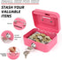 Sopoloray 4 Set Lock,4.5" 3.3" 2" Pcs Metal Cash Box with Key x x Steel Money Box for Coins Bills,Portable Mini Safe