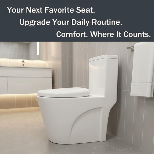 MinSha 17 Inch V/O-Shape Round Toilet Seat with Soft Close - Heavy Duty O-Shape PP Plastic Toilet Seat Replacement |