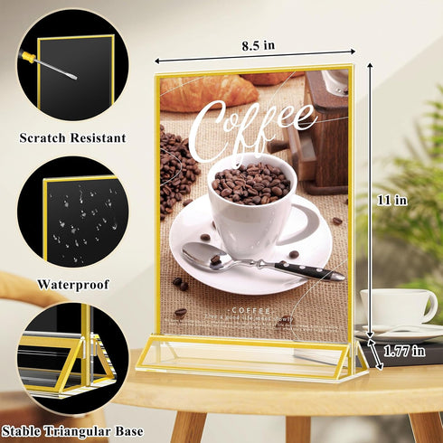 Enayplon 8.5 11, 12 Pack Acrylic Sign Holder x Double Sided Flyer Holder, Table Menu Holder Display Stand for Wedding