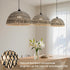 9.84 inch Bamboo Pendant Light Fixture, One-Light Adjustable Boho Handmade Woven Pendant Lighting for Kitchen Island