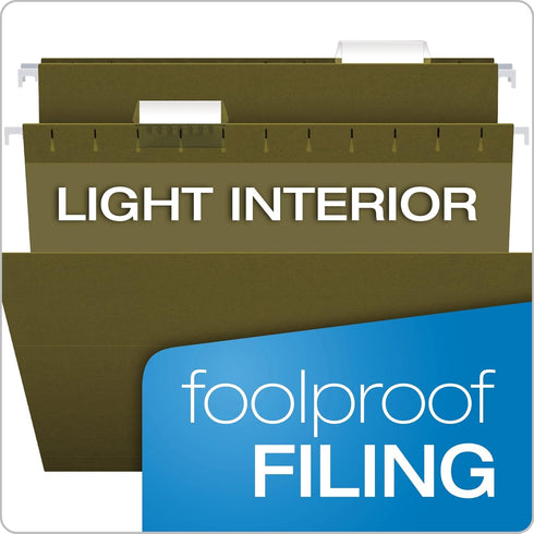 Pendaflex Recycled Hanging Folders, Standard Green, Legal Size, 1/5 Cut, 25/BX (81622)