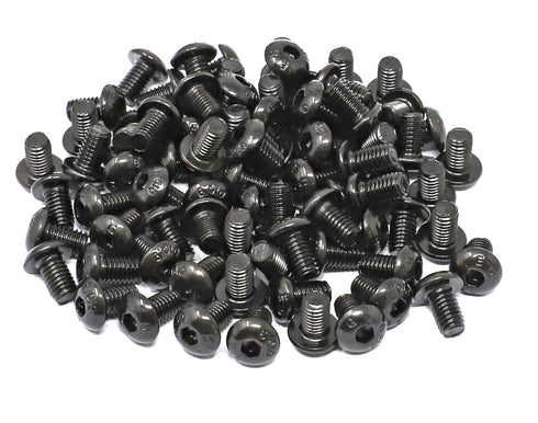 iexcell 100 Pcs M5 x 8mm Thread Pitch 0.8 mm Alloy Steel Hex Socket Button Head Cap Screws Kit, Black Oxide
