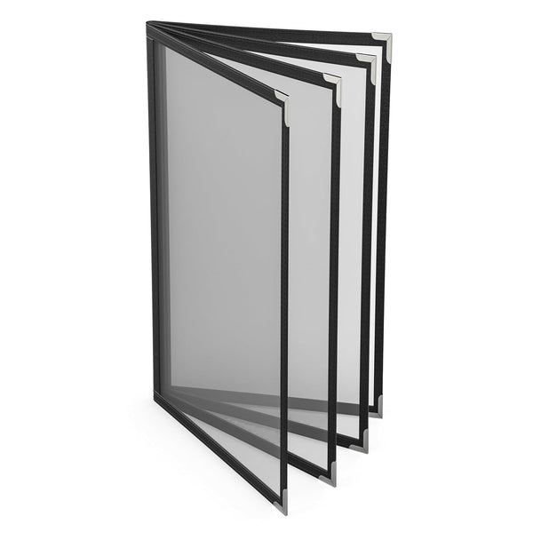 6 Pcs Black Menu Covers, 8.5x14 Legal Size, 4Page 8View menu Holder,