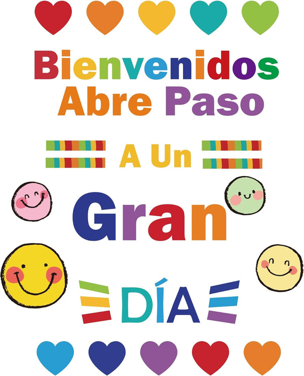 Spanish Inspirational Bulletin Board Set for Classroom Decor - Welcome Sign Poster and Positive Accent Wall Art