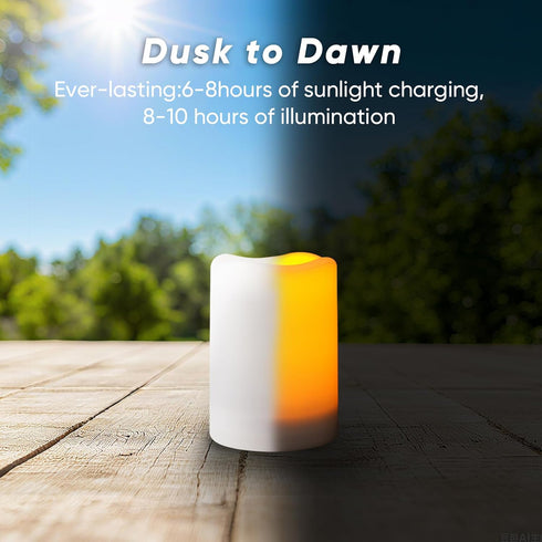 4"x6", Homemory Large Solar Candles Outdoor Waterproof, Dusk to Dawn, Solar Powered Flameless Candles for Outdoor