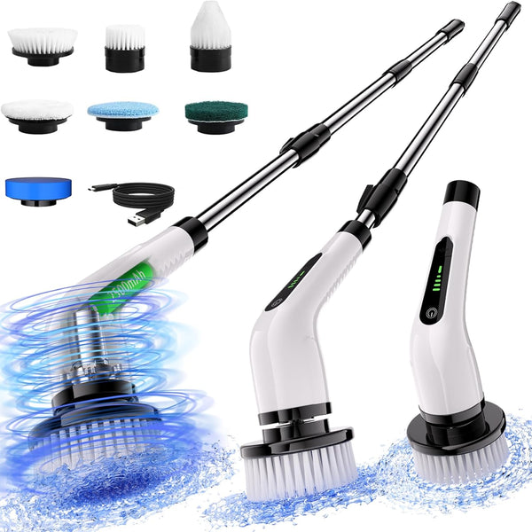 Bamifun Electric Spin Scrubber, Full Body Waterproof Cordless Cleaning Brush with 7 Replaceable