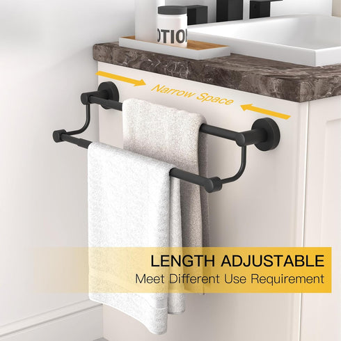 16-26 Inches SUS304 BESy Adjustable Double Bath Towel Bar for Bathroom Stainless Steel Towel Holder, Hotel Style Wall