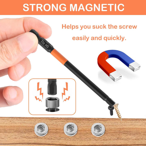JONMON Allen Wrench Screwdriver Bits - H2-H6 Quick Change S2 Steel Magnetic Hex Head Impact Drill Bits