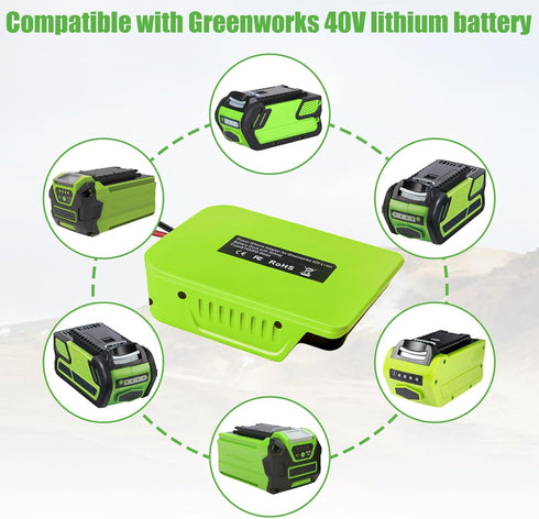Power Wheel Adapter for Greenworks 40V Lithium-ion Battery, Robotics Connector with Fuse & Switch