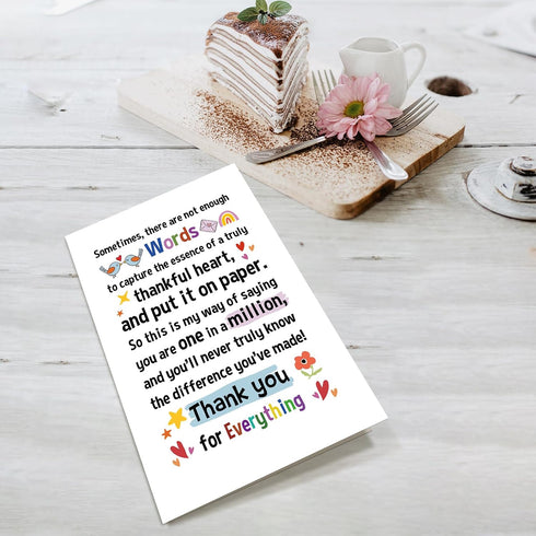 Supoeguk Lovely Thank You Card for Friend, Appreciation Card for Boss Coworker, Poem Thank You Card for Teacher, Sweet