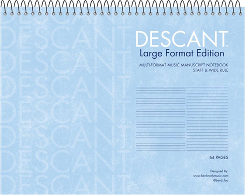 ROARING SPRING Descant Spiral Music Notebook, Unique Staff & Wide Ruled Multi-Format Manuscript, 11" x 8.5"