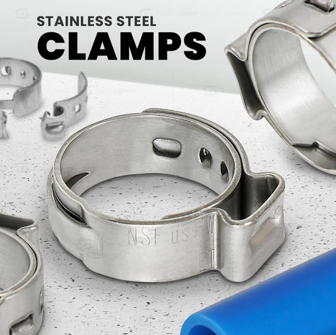 PUDS0038 3/8 Inch Oetiker Stainless Steel Crimp Rings, 360 Deg Stepless, Narrow Band, One Clamp Size