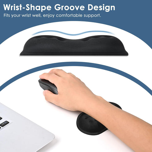 VANKEY Mouse Wrist Rest, Ergonomic Desk Pad for Comfortable Computer Mouse Support (Black)