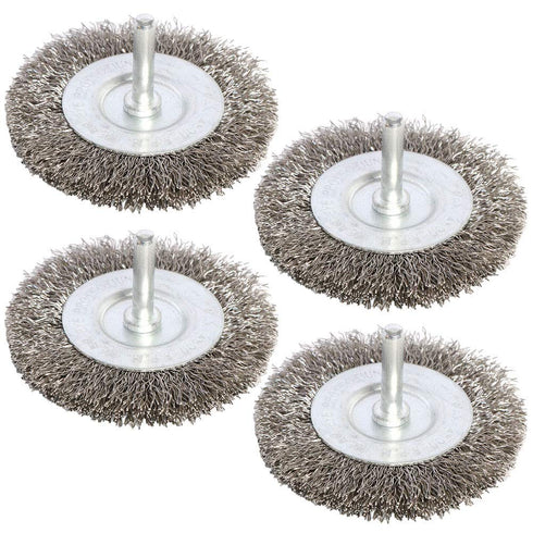 4PCS 3 Inch Stainless Steel Wire Wheel Brushes Kit for Drill with 1/4-Inch Shank, Wire Wheels for Grinders