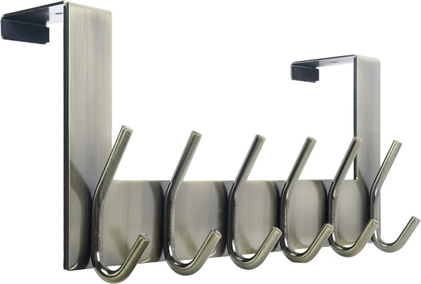 WEBI Over The Door Hooks, Door Hanger, Towel Rack, Coat Rack with 6 Hooks for Hanging Clothes and Hats (Bronze)