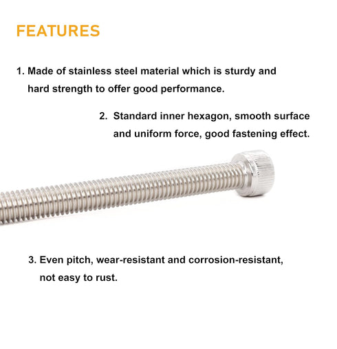 binifiMux 6pcs M8 x 80mm - 1.25mm Pitch Hex Socket Cap Bolts Screws, 304 Stainless Steel
