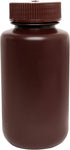 EISCO Reagent Bottle, Amber, 250mL - Wide Mouth with Screw Cap - HDPE Labs by EISCO
