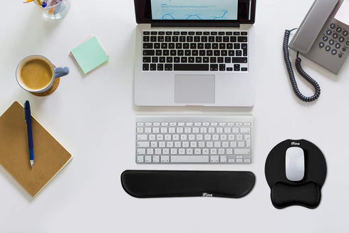 iFine Upgrade Enlarged Superfine Fiber Memory Foam Ergonomic Mouse Pad & Keyboard Wrist Rest for Desktop, Laptop