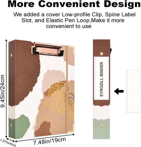 Mini 3 Ring Binder 1 Inch for 5.5" x 8.5" Paper, EYROZILL Cute Mini Binder with 5-Tab Dividers for School