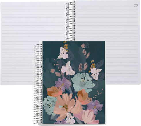Erin Condren 7"x9" Lined Platinum Spiral Notebook - Bold Blooms Cover, 160 Pages for Notes, Journaling, Writing