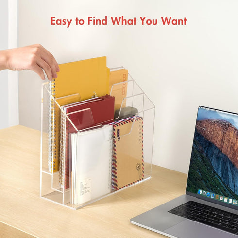 BEYGORM Acrylic File Folder Holder Organizer, 3 Tiers Clear Wall Hanging File Organizer, Large Vertical Folder Holder