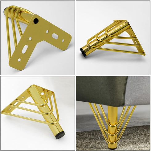18cm Alipis Metal Furniture Legs Sofa Support Feet, Gold Metal Cabinet Legs for Coffee Table, Tv Stand, and Sofa