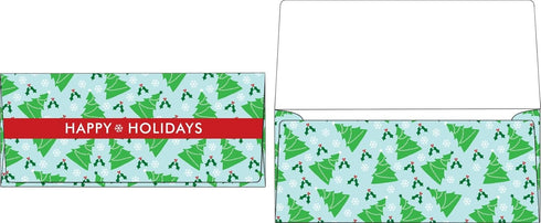 LUXPaper Currency Envelopes | 2 7/8" x 6 1/2" | Green Christmas Trees | 250 Qty | 70lb. Text