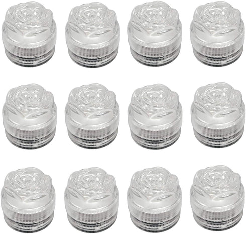 Bright LED Battery Operated Flameless Tea Light, Waterproof Submersible Candle for Party & Wedding, Pack of 12 (Blue)