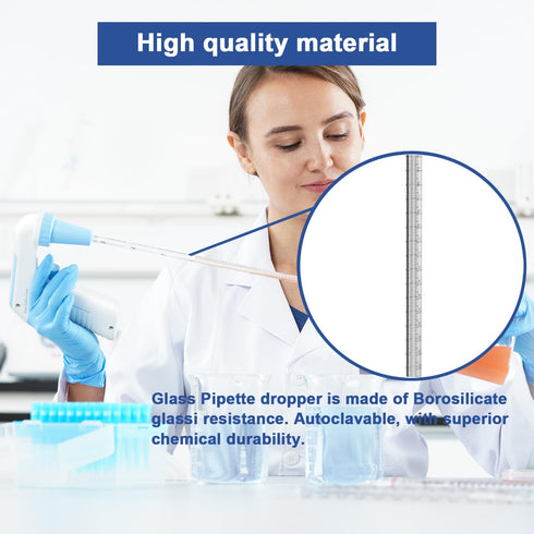 ONiLAB 2ml Glass Graduated Pipette, Tolerance ±0.025ml, 10 pcs for Liquid Transfer in Lab
