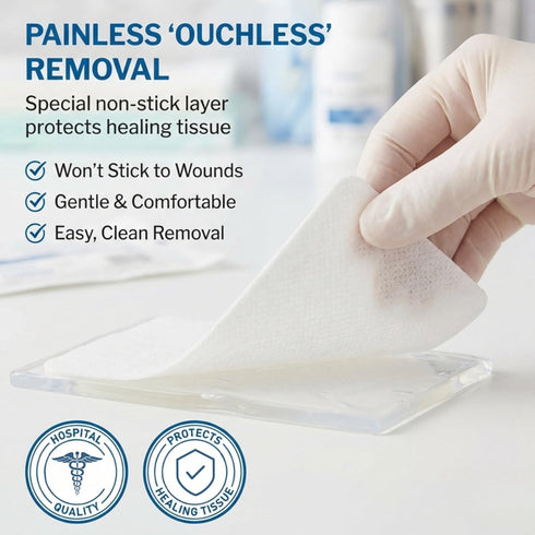 2x3 Inch, 100 Count, McKesson Non-Adherent Pads for Wounds, Sterile Non-Stick Wound Dressing, Highly Absorbent