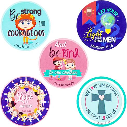 Juvale Bible Verse Sticker Roll, 1.5 in Multicolor Round Christian Stickers for Kids, 1000 Scripture Decals
