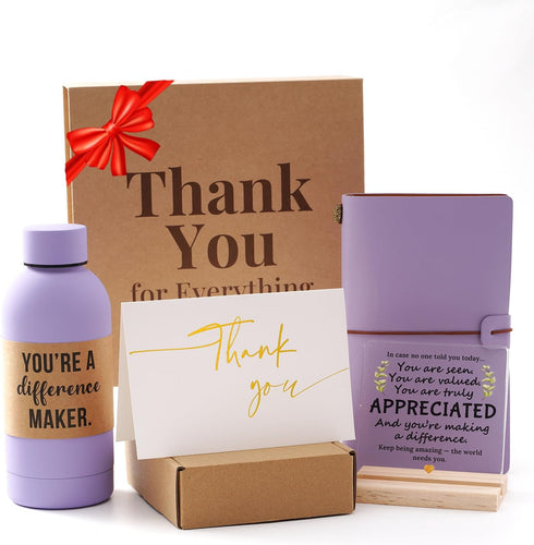 GYLACELU Set Set Employee Appreciation Gifts Box Coworker Gift Includes Vegan Leather Notebook, Insulated Bottle, Desk