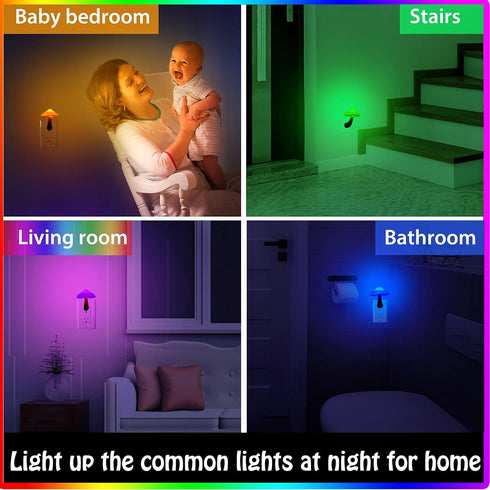 Honoson 4 7 Pieces Mushroom Night Light LED Night Light Plug in Lamp Color Magic Mini Pretty Mushroom Shaped Lamp