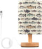 YYZZH Vintage Fish Pattern Table Lamp with Wood Base Fabric Lamp Shade Bedside