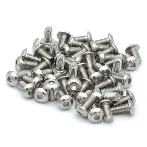 M5 x 10mm Stainless Steel Button Head Hex Socket Cap Screw - Pack of 50