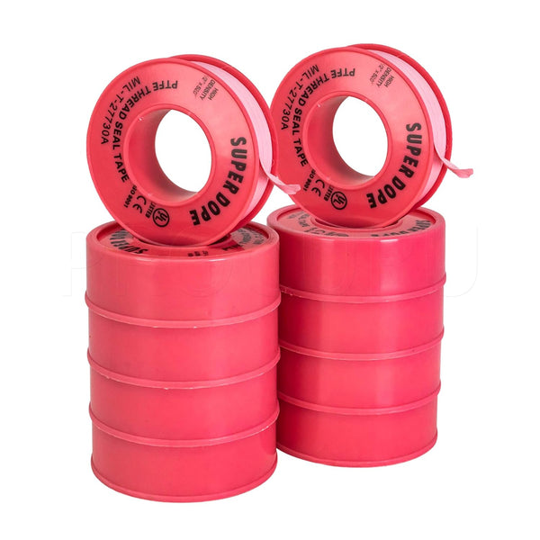 10-Pack 1/2" x 520" Professional Grade Pipe Thread Sealant 4-Mil Pink PTFE Teflon Tape for Water and Gas