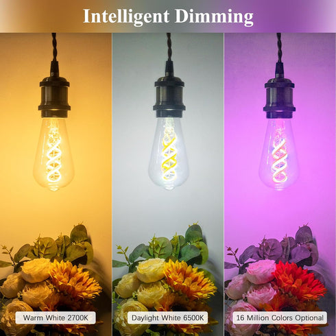 Bulb ST19, Bulb, 2700K-6500K ST58 Bulb, 5W (50 500lm, 1-Pack DiCUNO Smart Edison Color Changing WiFi Smart Light
