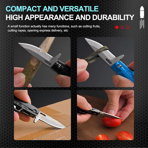 Grombolar Small Pocket Knife for Men Women,Cool Stuff Gadgets for Everyday Carry Gifts Ideas (Gun-Mini Red)