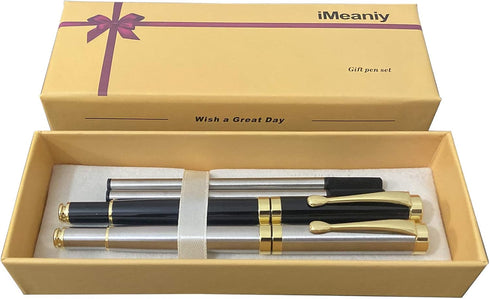 Luxury Ballpoint Pen Writing Set, Elegant Fancy Pens for Signature, 2 Extra 0.5 mm Refill, Gift Box, 2 Pens