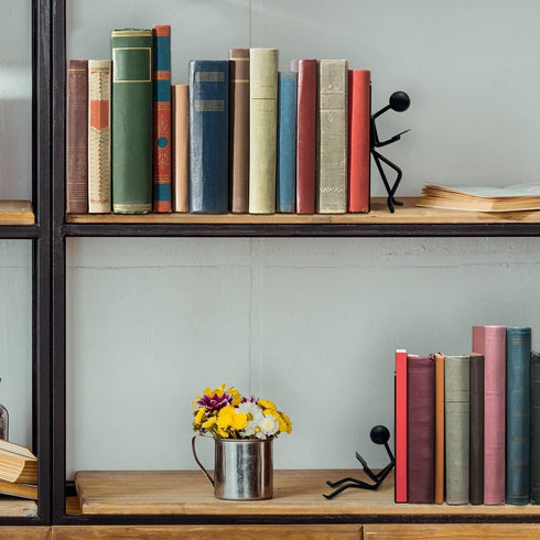 Ottimo Heavy Duty Metal Unique Office Desk Bookends for use as Bookshelf Decor, Home, Office or Kitchen Shelves.