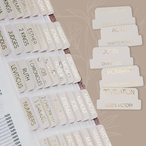 XKDOUS Summaries, 66 9 - Laminated Bible Tabs with Book Large Print Gold Foil Bible Tabs for Women Men, Bible Book Tabs