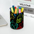PVC Leather Circular Pen Holder for Desk, Colorful Joystick Game Pencil Organizer with Flannel Lining