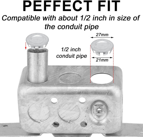 36 Pcs Knockout Seal Electrical Box Knockout Plugs for 1/2 Inch Pipe, Round Steel Removable Seal Electrical Box Fittings for Closure Unused Electric Box Outlets