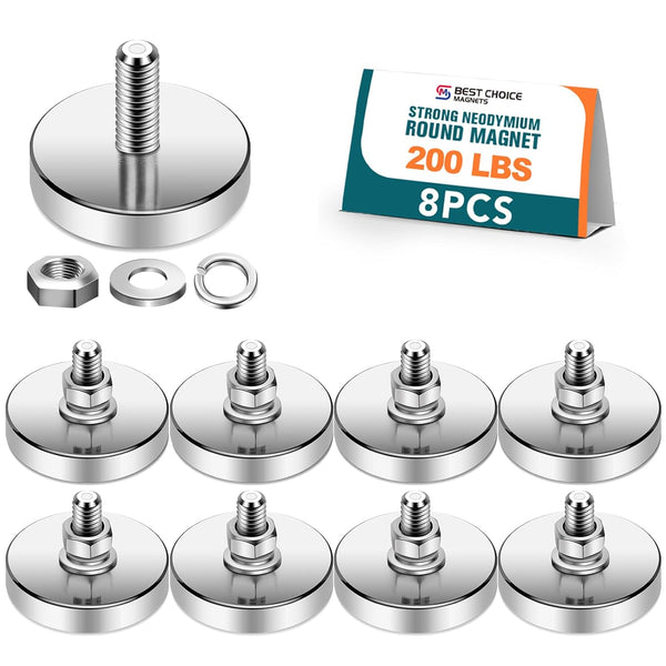 Super Strong Neodymium Round Magnet with M8 Male Thread Nuts Bolts 200