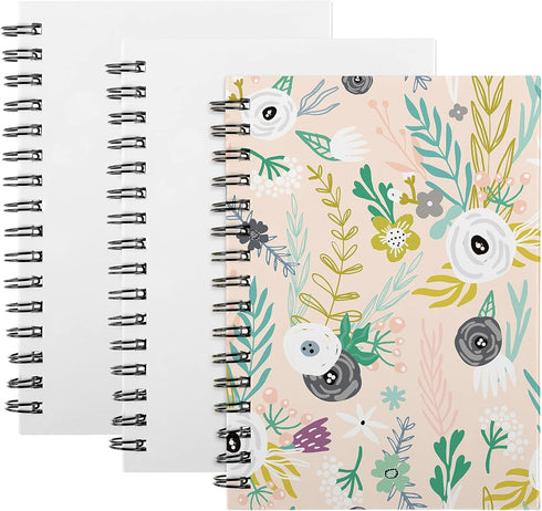 Zonon A5 Spiral Notebooks, 3 Pcs Hardcover DIY Notebooks, 60 Pages Writing Paper for School, Office, Home, Travel