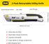 XW Retractable Utility Knife, Heavy Duty Zinc Alloy Box Cutter with 10 PCS Blades, 2-Pack